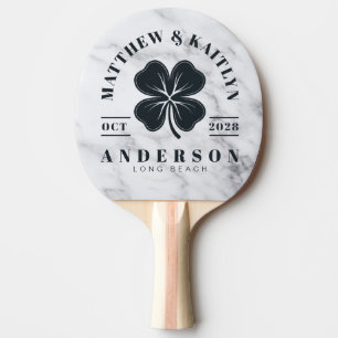 Modern Clean White Irish Lucky Clover WeddingCrest Ping Pong Paddle