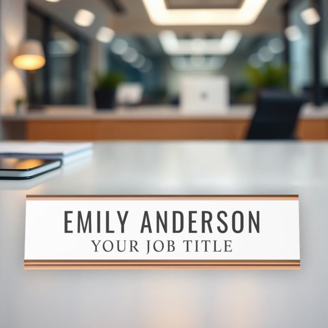 Modern Clean White Professional Name Title Desk Name Plate (Creator Uploaded)
