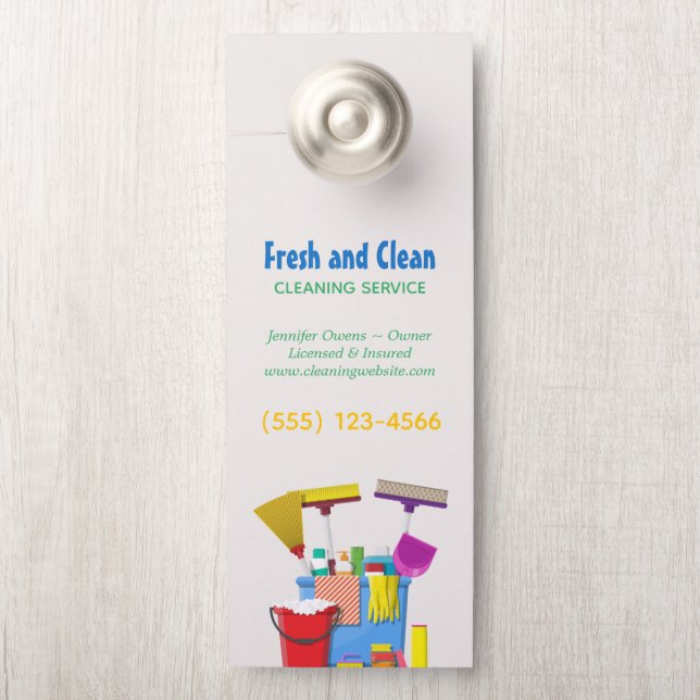 Modern Cleaning Bucket Housekeeping Service Door Hanger (On Knob)