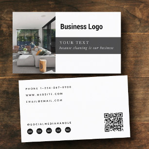 Modern Cleaning Business Photo QR Code Logo Card