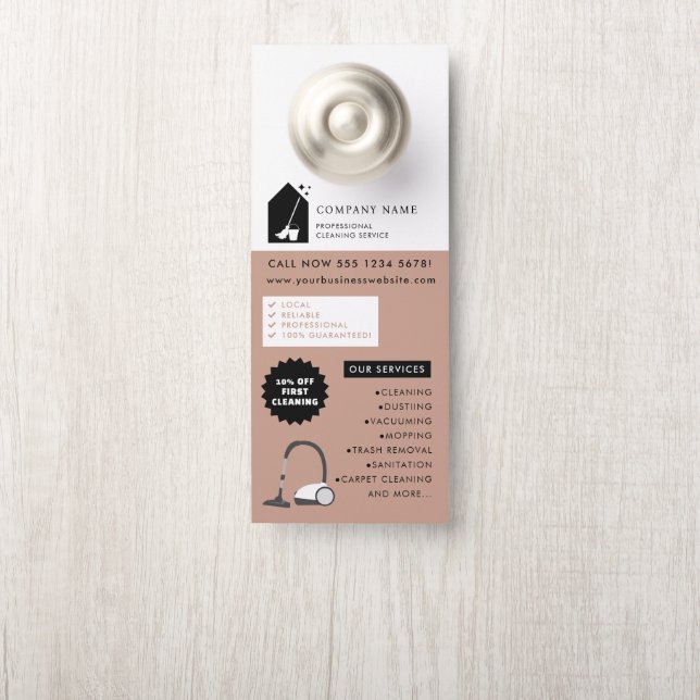 Modern Cleaning Cleaner Service Logo Green QR Code Door Hanger (On Knob)