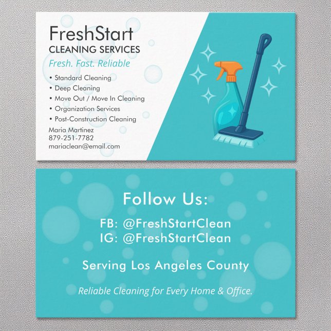 Modern Cleaning Service Business Card (Creator Uploaded)