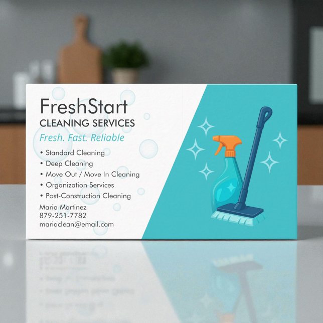 Modern Cleaning Service Professional Business Card (Creator Uploaded)