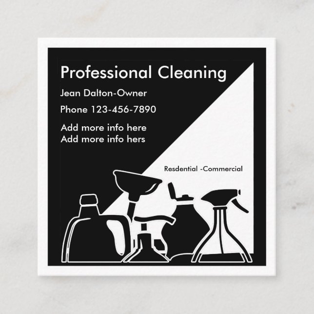 Modern Cleaning Service Square Business Card (Front)