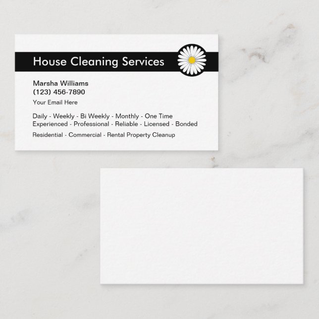 Modern Cleaning Services Business Card (Front/Back)