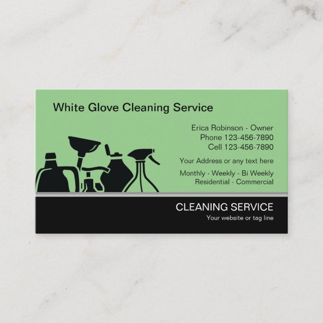 Modern Cleaning Services Business Cards (Front)
