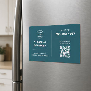 Modern Cleaning Services Logo QR Magnetic Card