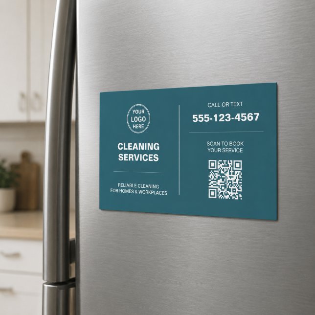 Modern Cleaning Services Logo QR Magnetic Card (Modern Cleaning Services Logo QR Magnetic Card)
