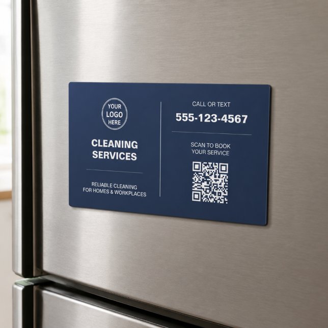 Modern Cleaning Services Logo QR Magnetic Card (Modern Cleaning Services Logo QR Magnetic Card)