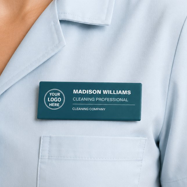 Modern Cleaning Services Logo Teal Magnetic Name Tag (Modern Cleaning Services Logo Teal Magnetic Name Tag)