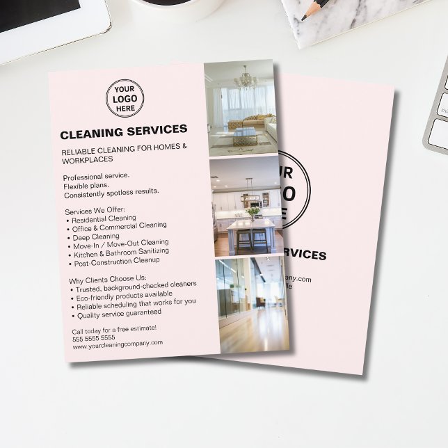 Modern Cleaning Services Photo Logo Pink Flyer (Modern Cleaning Services Photo Logo Pink Flyer)