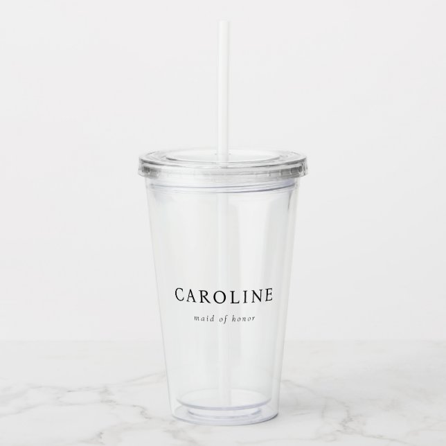 Modern Clear Minimal Maid Of Honour  Acrylic Tumbler (Front)