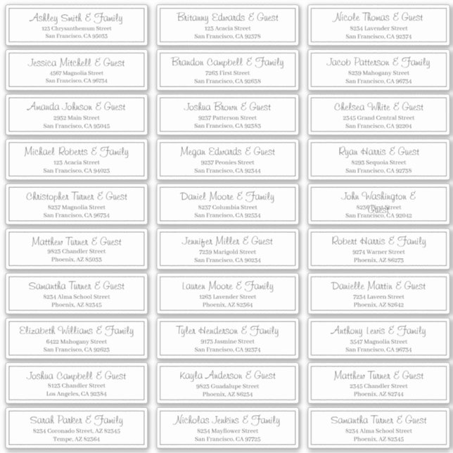 Modern Clear Wedding Guest Names Address Sticker (Front)