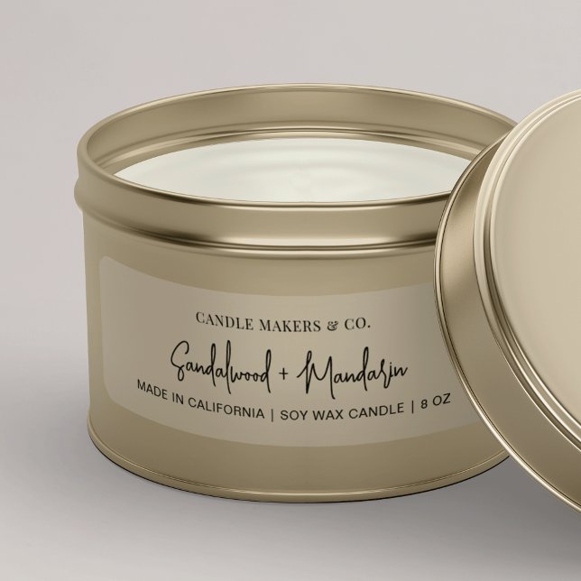 Modern Clear White Candle Tin 3x1" Rectangle Label (Translucent rectangle 3x1" candle tin labels in minimalist design)