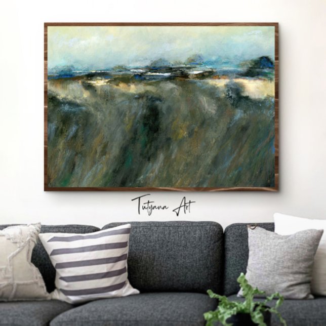 Modern Cliff Edges Abstract Landscape Painting Poster (Modern Cliff Edges Abstract Landscape Print mock up. Frame is illustration only and excluded.)