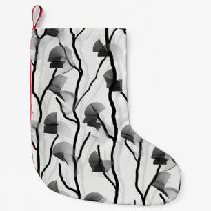 Modern Climbing Vine Black White Grey Painterly Small Christmas Stocking