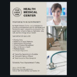 Modern Clinic Doctor Healthcare Custom Logo Flyer<br><div class="desc">Custom Healthcare Clinic Flyer – Editable Medical Marketing Template. Promote your clinic, medical practice, or wellness services with this professionally designed flyer template. Perfect for doctors, healthcare providers, and private practices, this flyer includes space for your logo, photos, and custom text — making it easy to share your contact information,...</div>
