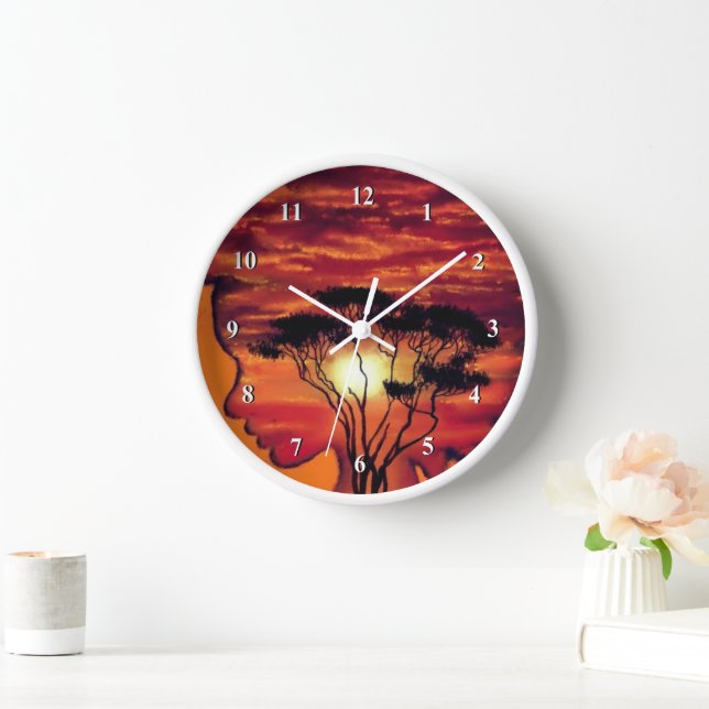 Modern Clock Africa Sunset Night Desire Fantasy (Home)