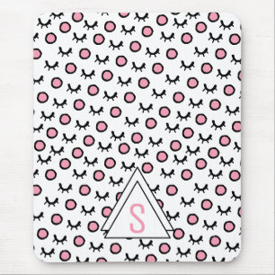 Modern Closed Eyes Dot Geometric Triangle Monogram Mouse Mat