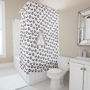 Modern Closed Eyes Dot Geometric Triangle Monogram Shower Curtain