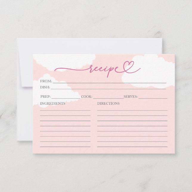 Modern Cloud Bridal Shower Recipe Card (Front)