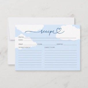 Modern Cloud Bridal Shower Recipe Card
