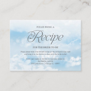 Modern Cloud Bridal Shower Recipe Request Enclosure Card