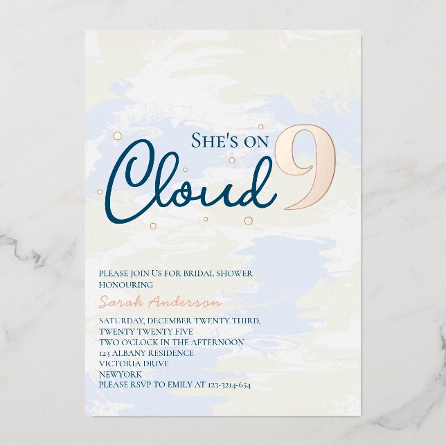 Modern Cloud Nine Bridal Shower Rose Gold (Front)