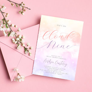 Modern Cloud Nine Dreamy Pastel Clouds and Stars Invitation