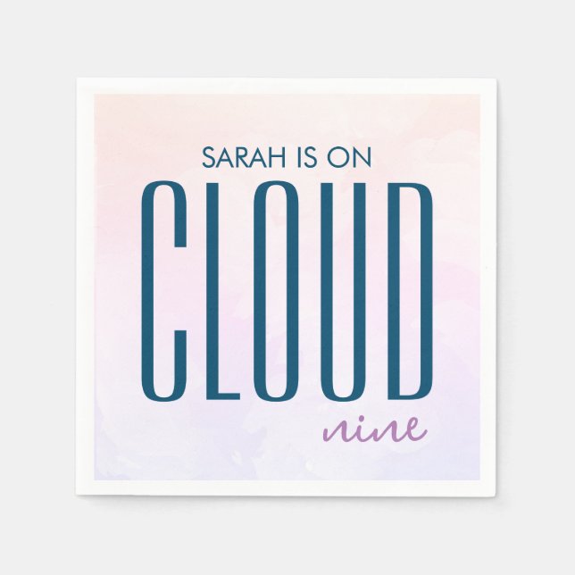 Modern Cloud Nine Pastel Rainbow Bridal Shower Napkin (Front)