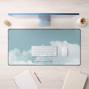 Modern clouds sky desk mat