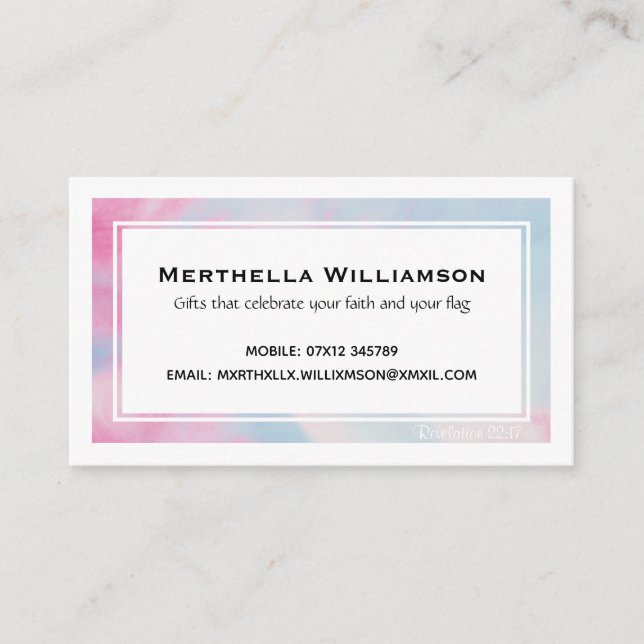 Modern | Cloudy Pink Blue | Christian Scripture Business Card (Front)