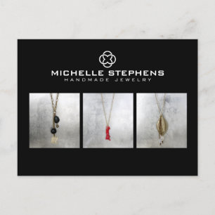 Modern Clover Logo Luxury Boutique Black Photo Postcard