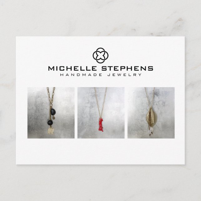 Modern Clover Logo Luxury Boutique White Photo Postcard (Front)