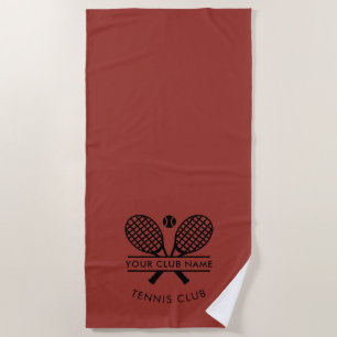 Modern Club Name Tennis Icons Custom Beach Towel