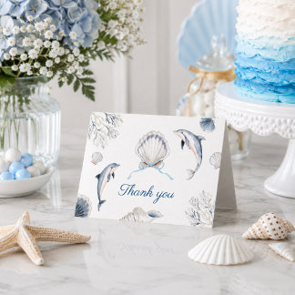 Modern Coastal Baby Shower Boy Thank You Card