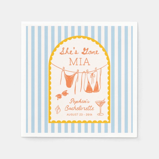 Modern Coastal Bachelorette Party Cocktail Napkins (Front)