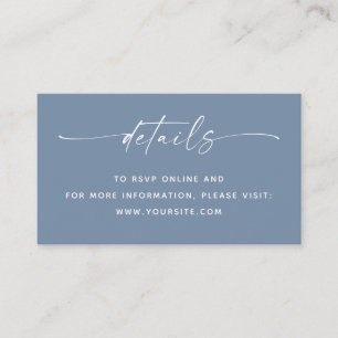 Modern Coastal Dusty Blue Wedding Details + QR Enclosure Card