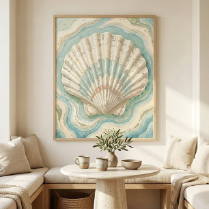 Modern Coastal Scallop Shell Wall Art