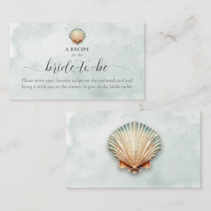 Modern Coastal Seashell Aqua Shower Recipe Request Enclosure Card