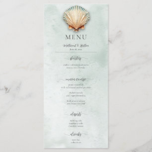 Modern Coastal Seashell Aqua Wedding Menu