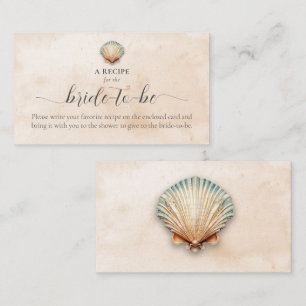 Modern Coastal Seashell Sand Shower Recipe Request Enclosure Card