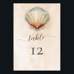 Modern Coastal Seashell Sand Wedding Table Number<br><div class="desc">Embark on a journey to serenity with our coastal-themed wedding table sign. Picture the tranquil shores, the gentle lull of the waves, and the soft embrace of the sea breeze – all encapsulated in a beautiful design, just for you. Celebrate in style surrounded by the calming hues of the coast....</div>