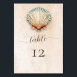 Modern Coastal Seashell Sand Wedding Table Number<br><div class="desc">Embark on a journey to serenity with our coastal-themed wedding table sign. Picture the tranquil shores, the gentle lull of the waves, and the soft embrace of the sea breeze – all encapsulated in a beautiful design, just for you. Celebrate in style surrounded by the calming hues of the coast....</div>