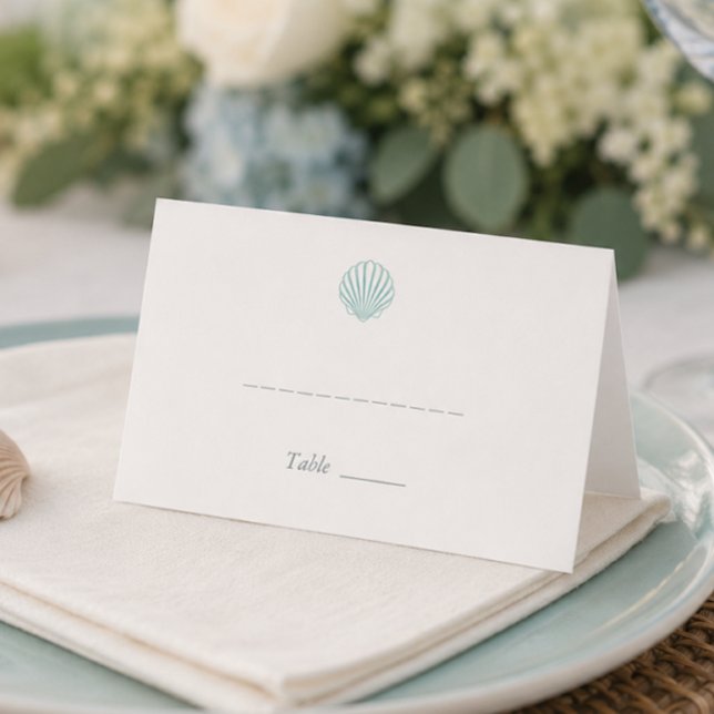 Modern Coastal Seashell Wedding Place Card  (Modern Coastal Seashell Wedding Place Card)