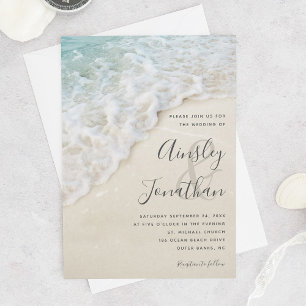 Modern Coastal Summer Beach Wedding Invitation