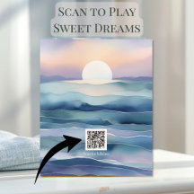 Modern Coastal Sunset Nursery Art with Lullaby QR