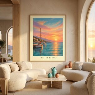 Modern Coastal Sunset Sailboat Wall Art