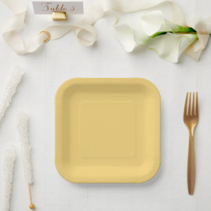 Modern coastal yellow solid paper plate