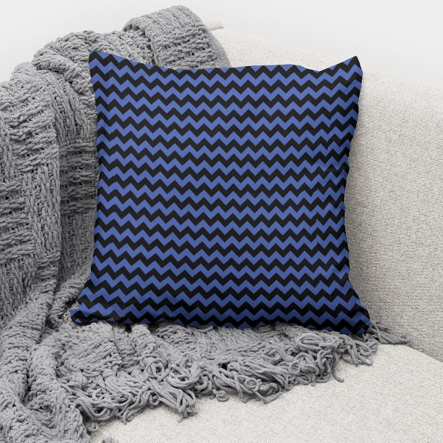 Modern Cobalt Blue Chevron Stripes Pattern Cushion (Creator Uploaded)